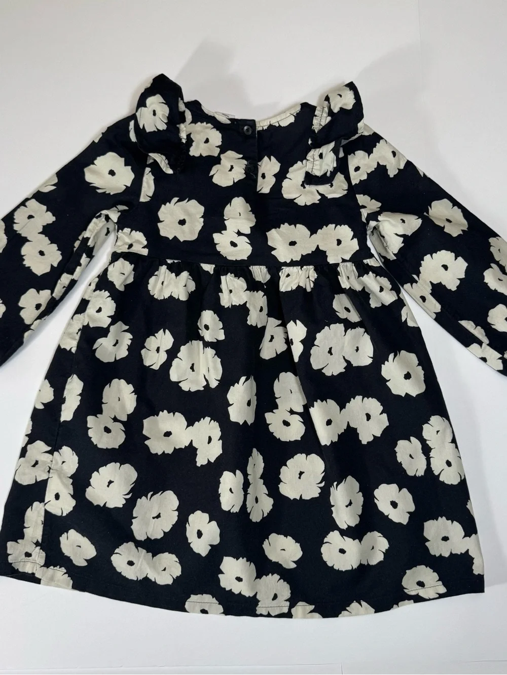 GAP Black Dress with Cream Floral Print